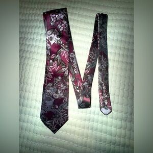 Dior Burgundy and Gray Floral Tie
